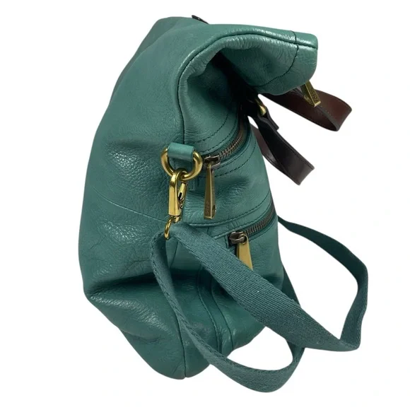 Fossil Fold Over Explorer Tote Bag Purse Teal Crossbody Handbag & Madison Wallet - Picture 5 of 10